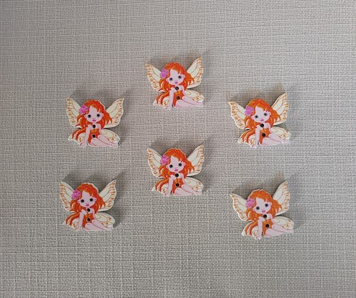 Cute fairy wooden buttons - x,