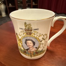 Beautiful Queen Elizabeth II 1952 - 2002 Golden Jubilee Porcelain Mug Argyle