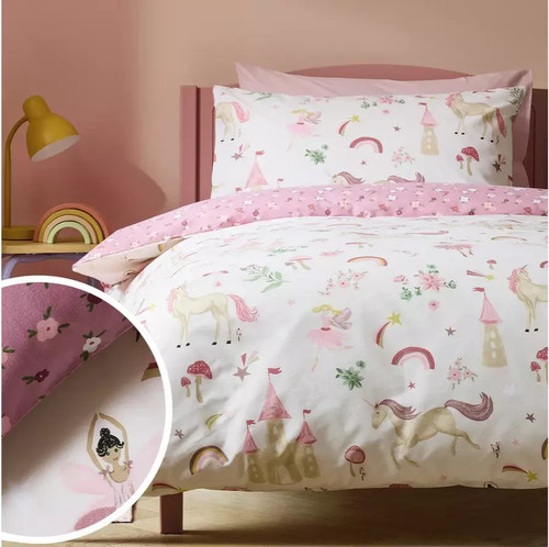 Unicorn storybook single duvet - unicorn,