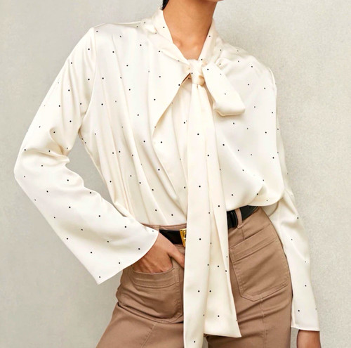 Reiss rina ivory satin polka - rina,