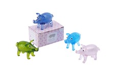 Set of 4 Small Glass Pigs in