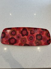 1960s Vintage Thetford  Retro Tray Red Flowers. Good Condition.