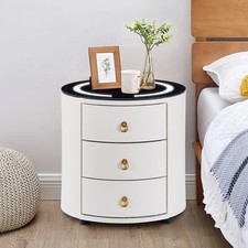 LED Bedside Tables Cabinets Wireless Charging Bedroom Furniture 3 Drawers