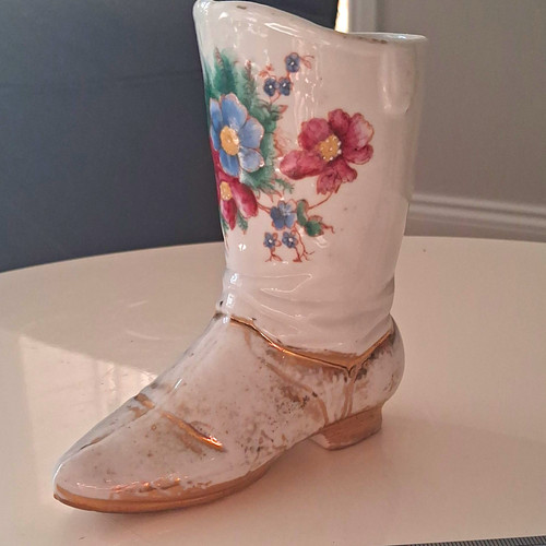 Vintage ceramic victorian boot - vintage,
