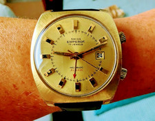 Gents Swiss GP 1970s Swiss Emperor AS 1931 Automatic Alarm Date Watch Serviced