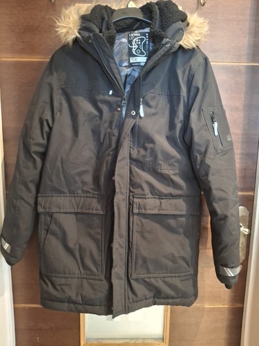 Boys black parka coat - coat, 13-14yrs
