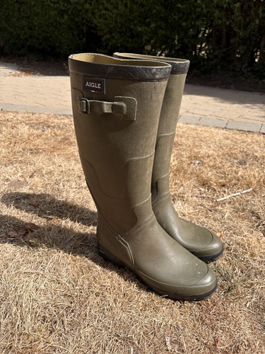 Aigle green wellington boots - green,