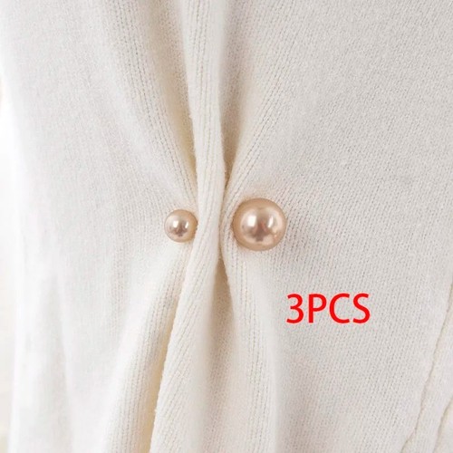 Double pearl brooch pins - pearl, 3pcs
