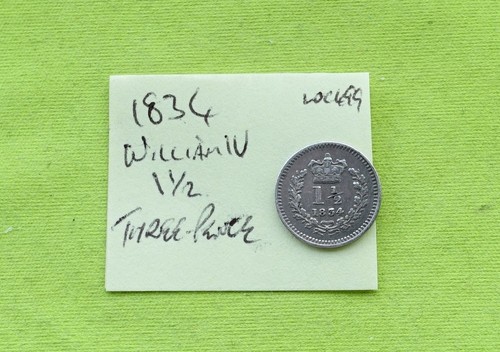 1834 silver three halfpence - 1834, three-halfpence