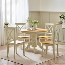 Padstow Wooden Extending Round Dining Table & 4 Millford Chairs