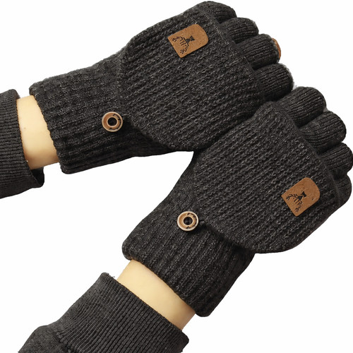 Dark grey fingerless alpaca - dark,
