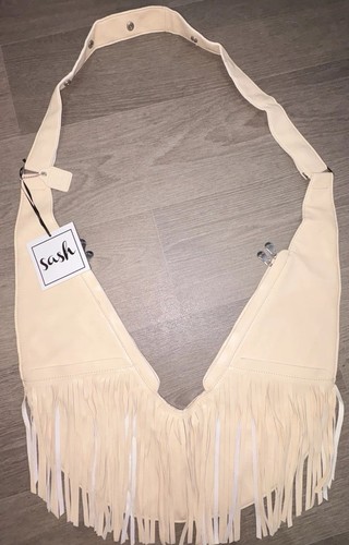 Sash bag cream tassle - tassle, pu