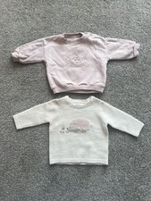 2 X Flower And Hedgehog Jumpers - 0-3 Months - F&F
