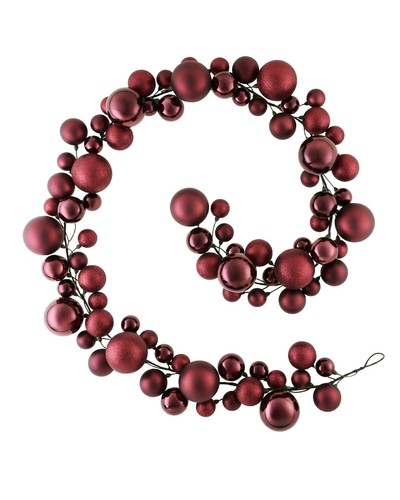 9ft burgundy bauble garland - burgundy,
