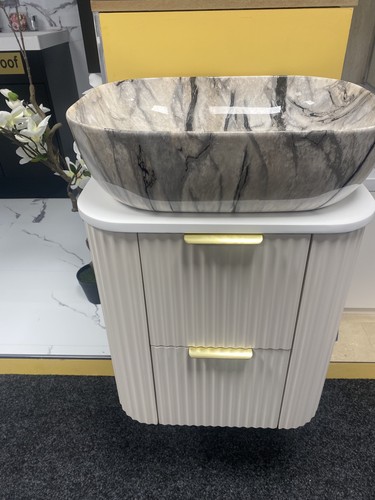 60cm wall hung fluted vanity - 60cm,