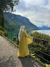 Viral H&M Limited Edition Yellow Flowy Arms Long Maxi Dress - Pleated Chiffon