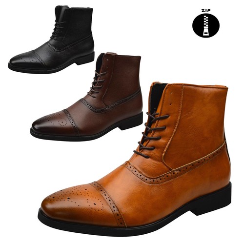 Mens brogue zip lace ankle - zip,