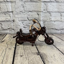 20cm Small Dark Wood Motorbike