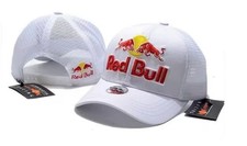 Red Bull Racing Hat Embroidered Logo Soft Cotton Fabric Adjustable Snap White