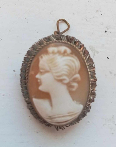 Vintage 1920s brass cameo - vintage,