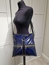 Texier Navy Oilcloth Messenger / Shoulder Handbag