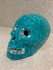  Ceramic Mexican Day of the Dead Skull in glass and mirror  mosaic effect 