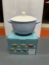 Soup Bowl With Lid Fine China Blue & White Colour Spotty Design