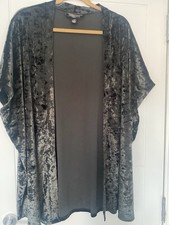 Victoria’s Secret Black Crushed Velvet Kimono Open Front Robe Cover Up XS/S NEW