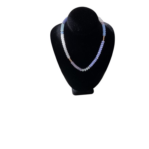 Blue agate beaded necklace - blue,