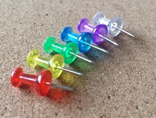 10 x Push Pins ~ Cork/Notice Board Thumb Tacks ~ 6 Translucent Rainbow Colours