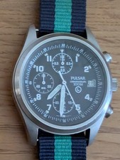 PULSAR VD50 QUARTZ PILOT / AVIATOR CHRONOGRAPH WATCH - BLACK DIAL