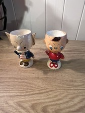 vintage wooden egg cups depicting the characters "Noddy & Big Ears"