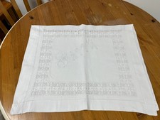 Antique Handmade Linen Nightdress Case. Inset Tenerife Lace.Whitework Monogram