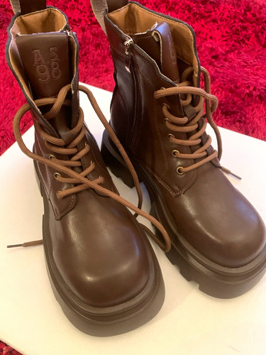 Brown faux leather - leather, combat