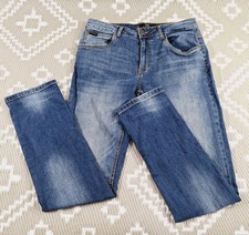 Crosshatch Black Label Slim Fit New Svelte Mens Tapered Blue Jeans 32R Stretch