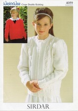 Sirdar 4059 Wash N Wear Crepe DK Child Cardigan Sweater Pattern,22 - 32"