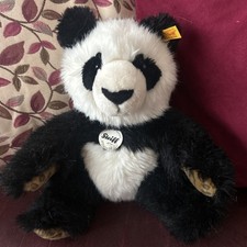 Steiff Manschli Panda Bear Sitting Plush Soft Toy Vintage Button in Ear