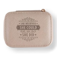 Travel Jewellery Box Mink Zip Quote She Believed She Could So She Did