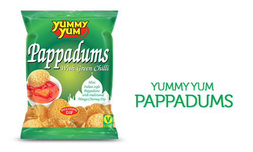 Yummy yum pappadums including - yummy,