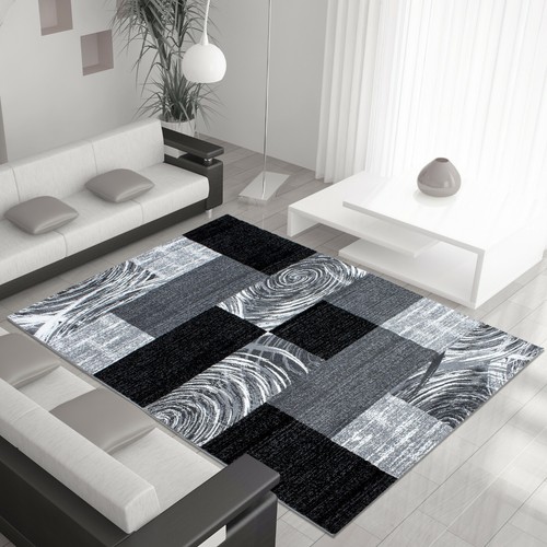 Modern design rug black grey - modern,