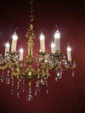 ANTIQUE OLD  BRASS CRYSTAL