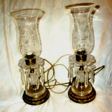 Antique Lamps Pair Crystal