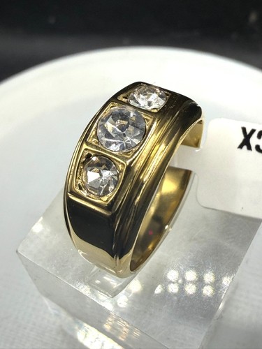 Mens gold three stone ring - gold,