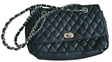 Black Quilted Handbag By Casa
