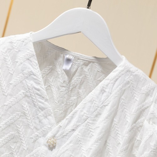 Cotton embroidered puff sleeve - embroidered,