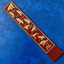 BIRDS OF PREY Red & Gold Leather Bookmark Unused 9” Osprey Kestrel Buzzard Hawk