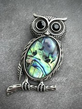 Owl Abalone Shell Brooch Boho