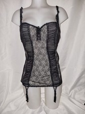 Gorgous Black LA SENZA underwired babydoll chemise dress Suspenders Size 12 (TV)