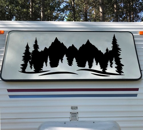 Mountain forest scene vinyl - scene,