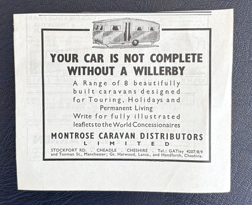 Caravan advert c1955 willerby - advert,